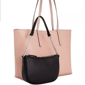 Elegant Pink and Black Tote and Crossbody Set NWT